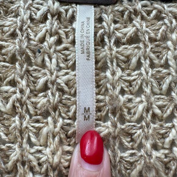 Free People Beige/Green Striped, V-Neck, Mid length, Cardigan- M - Picture 3 of 8